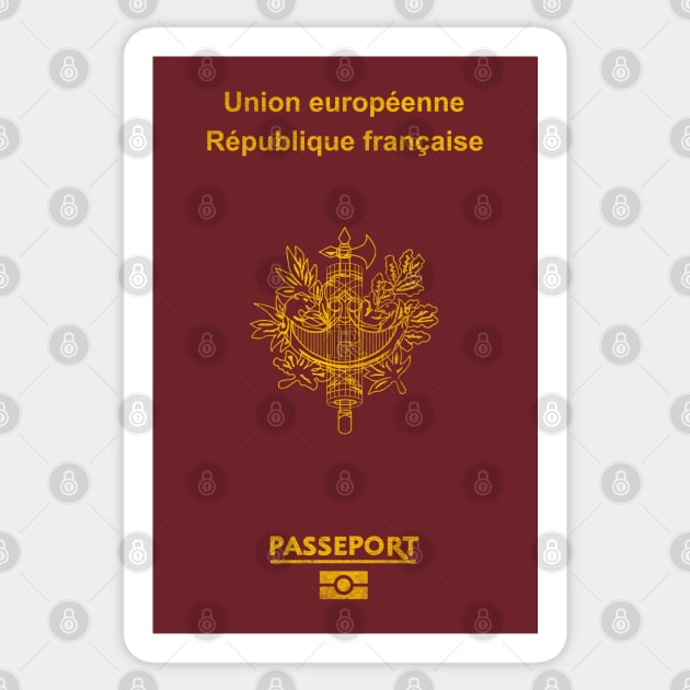 Vintage/Faded Style France Passport Design Sticker by DankFutura